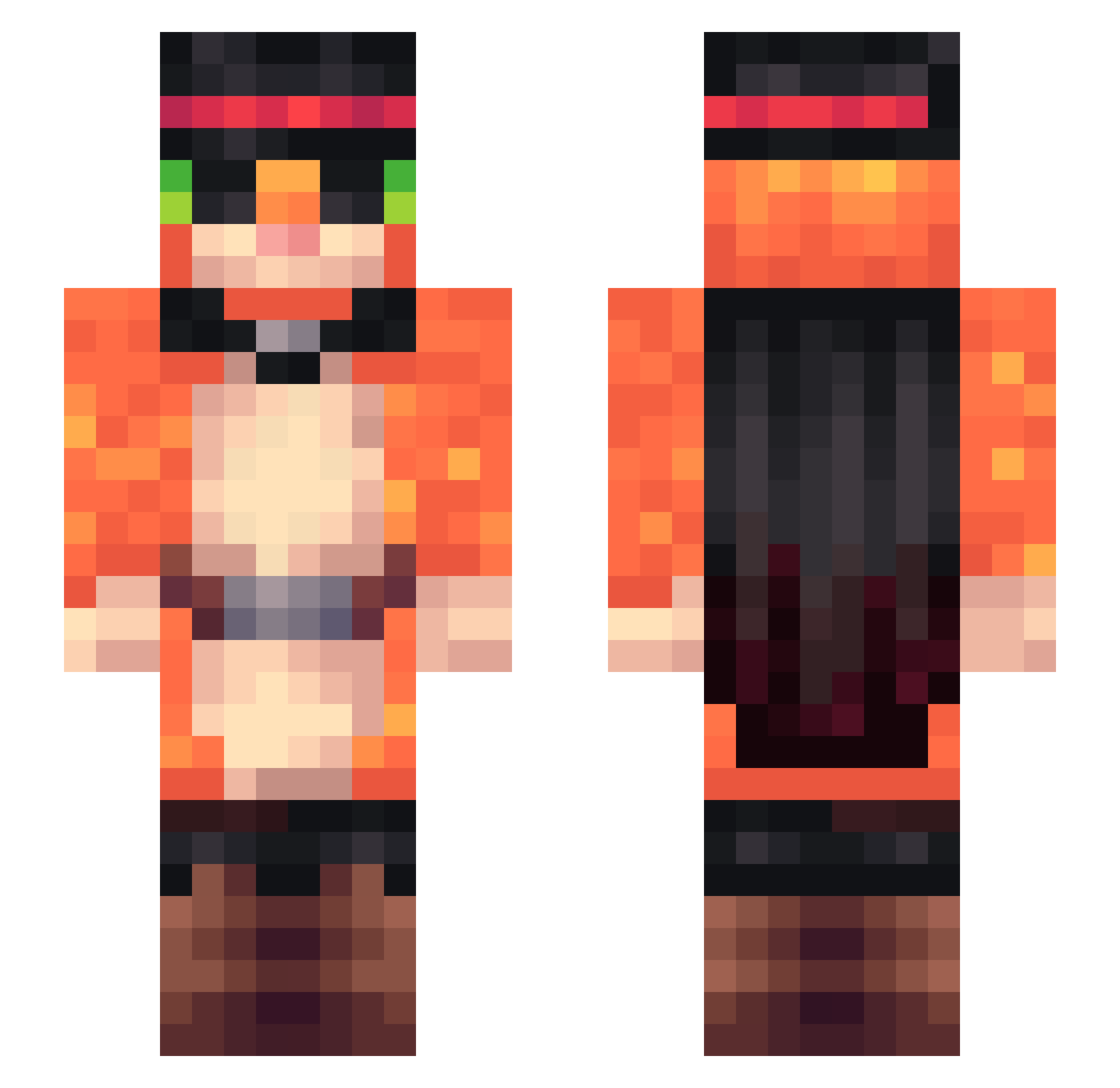 DisWafle Minecraft skin, front and back view