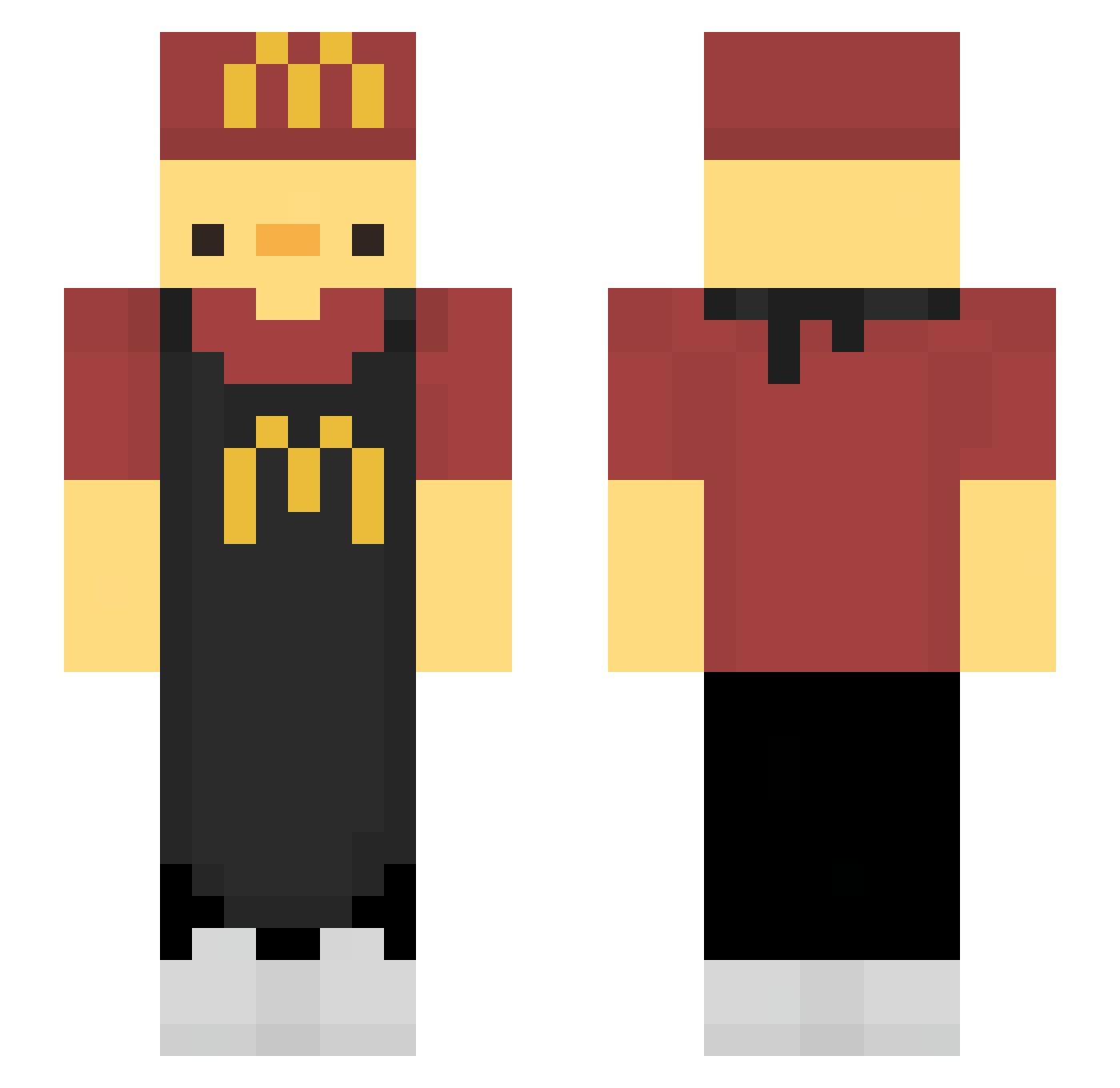 Meddexx145 Minecraft skin, front and back view