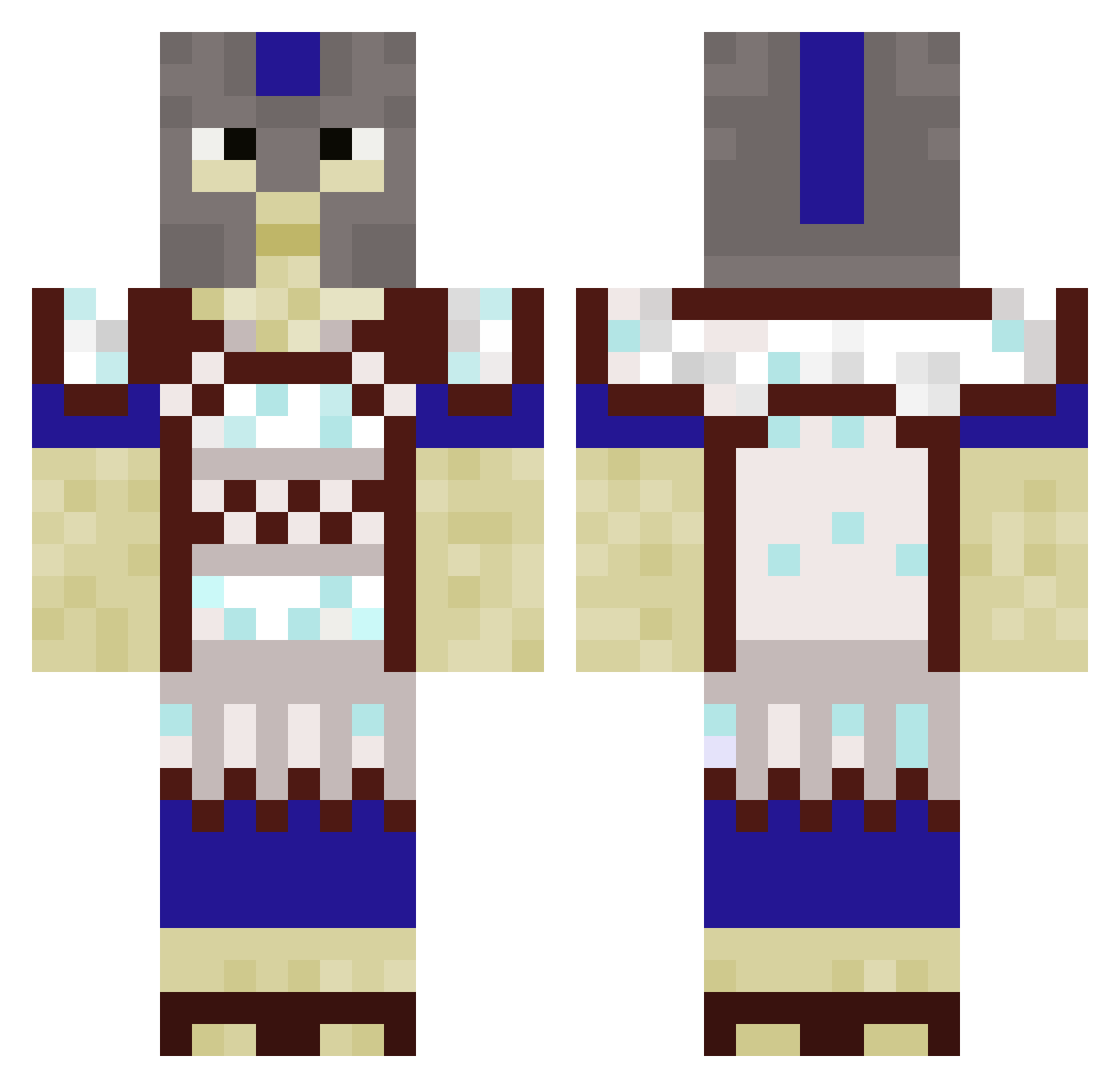 Battlevali Minecraft skin, front and back view