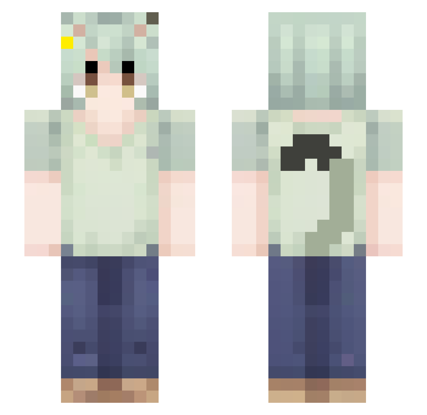 Ou0 Minecraft skin, front and back view