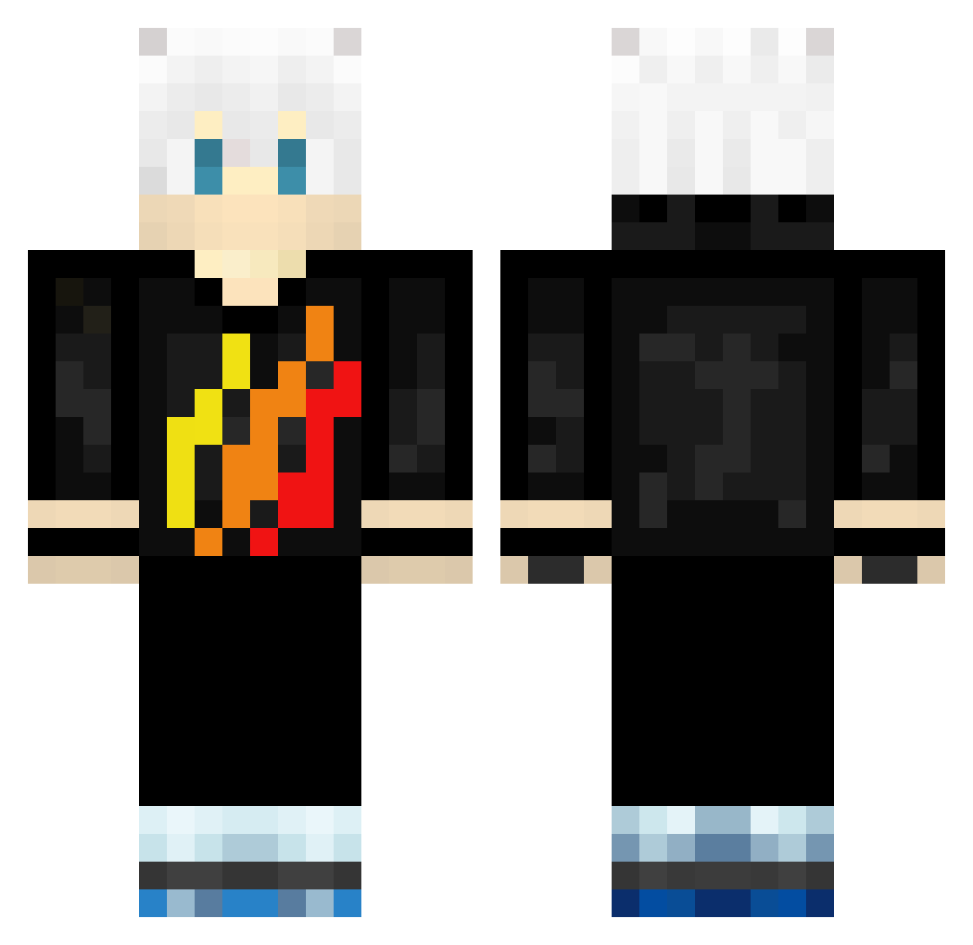 Acraviouse Minecraft skin, front and back view