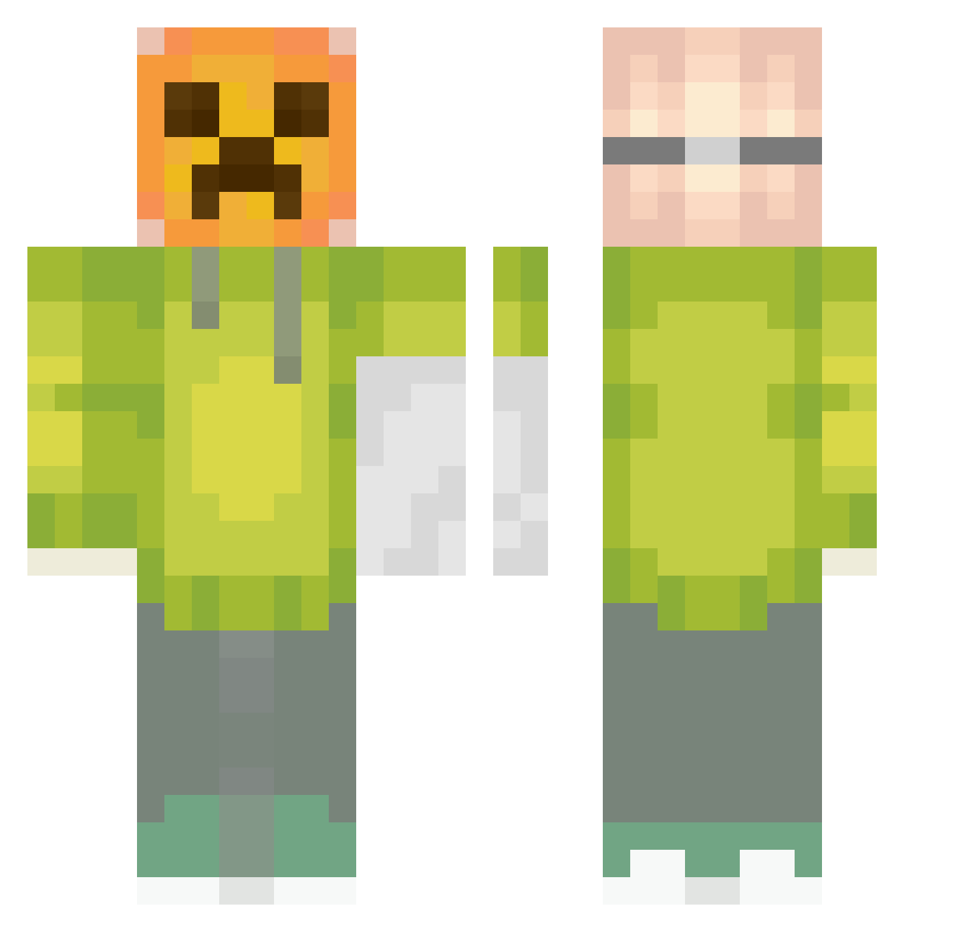 Onyscz Minecraft skin, front and back view