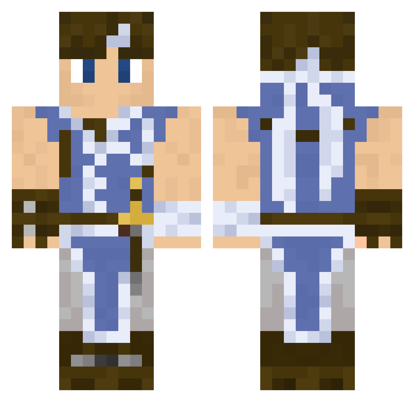 QuickGodOfWar Minecraft skin, front and back view