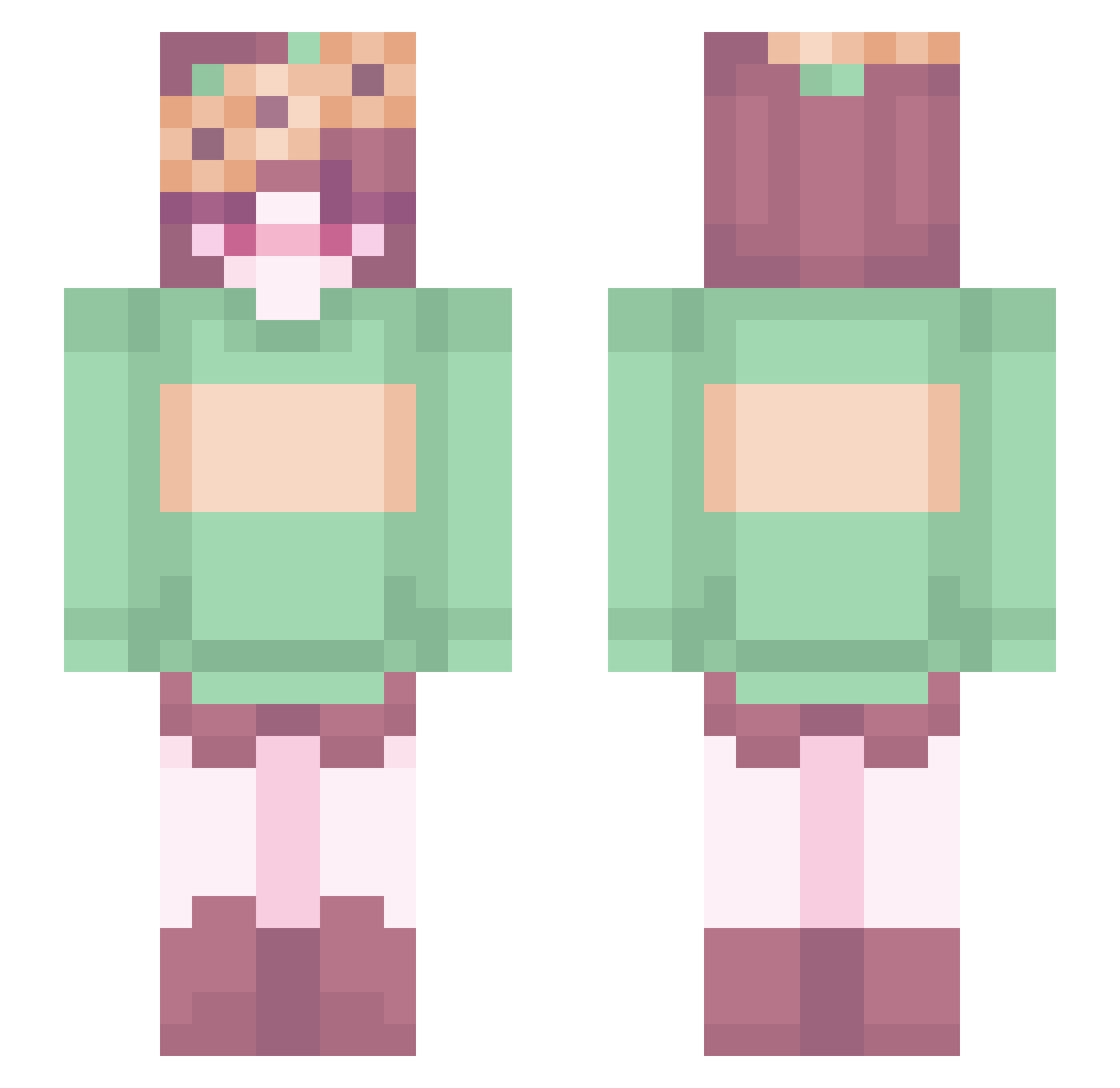 Vininbc Minecraft skin, front and back view