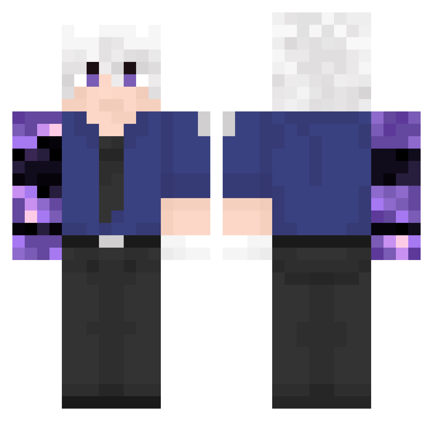 Just_vv Minecraft skin, front and back view