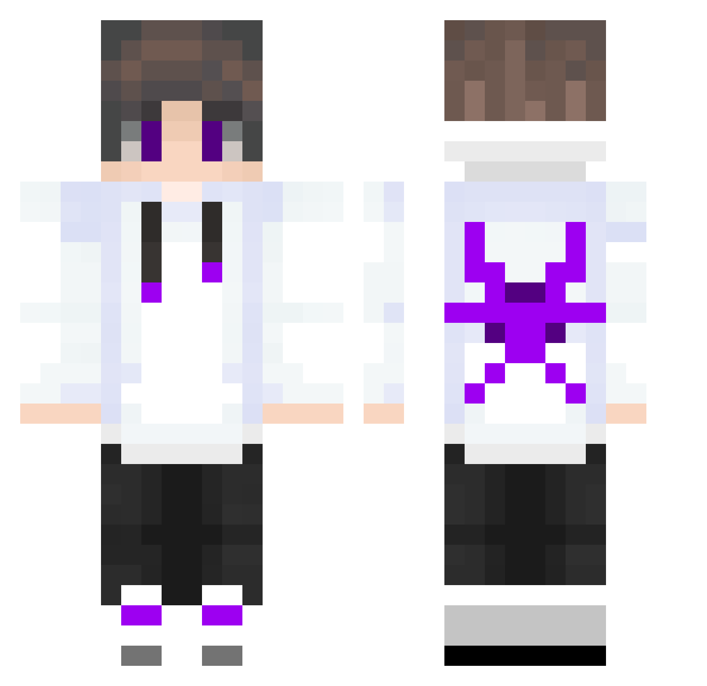 MugBoi Minecraft skin, front and back view
