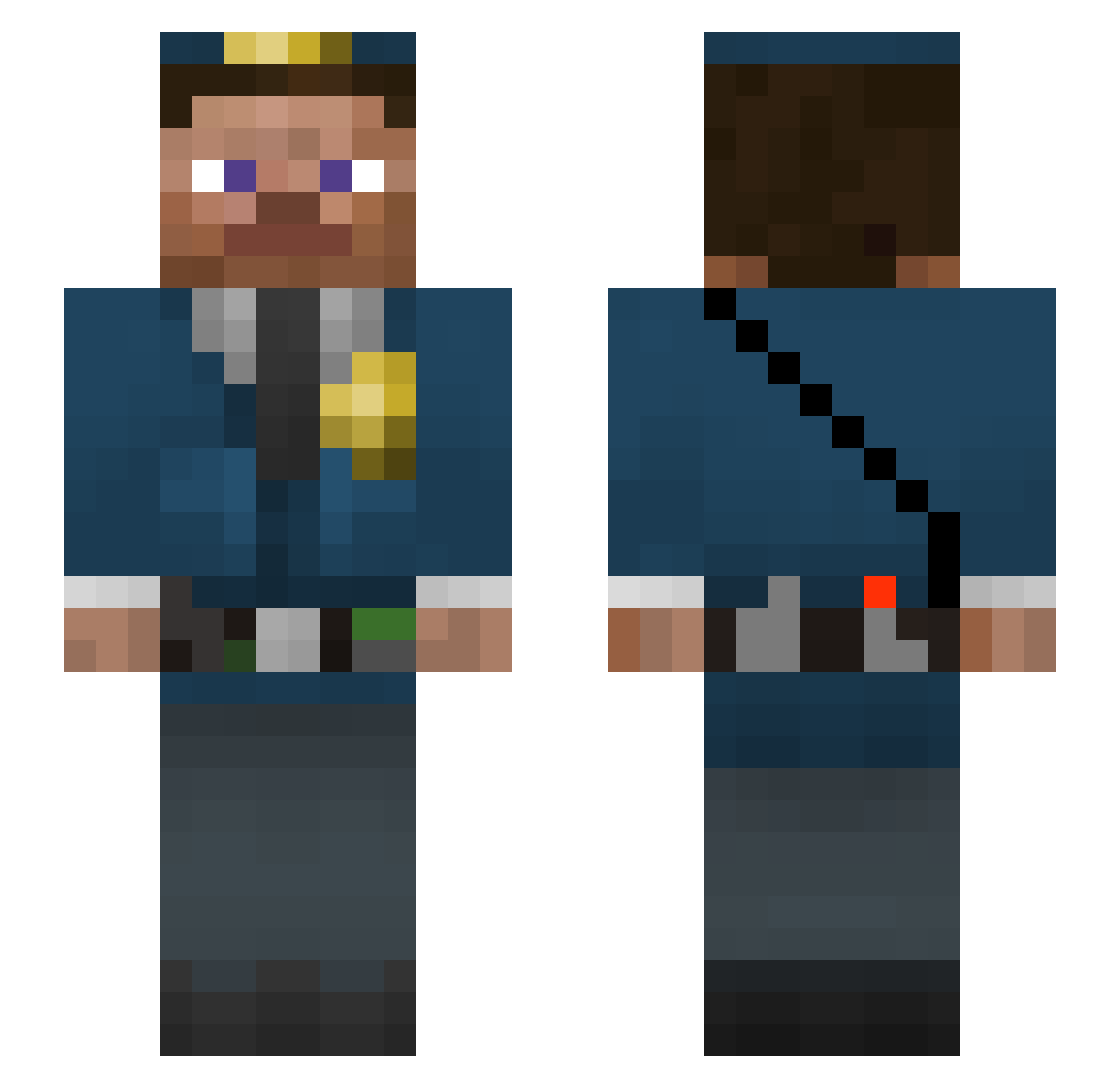 Toppler Minecraft skin, front and back view