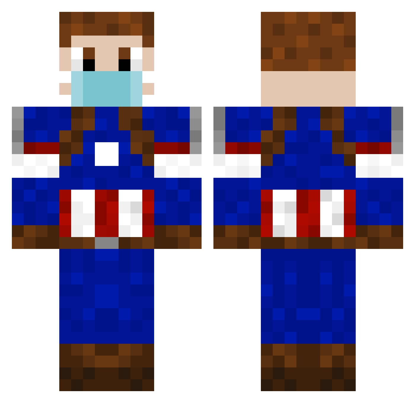 RobbyNiner Minecraft skin, front and back view