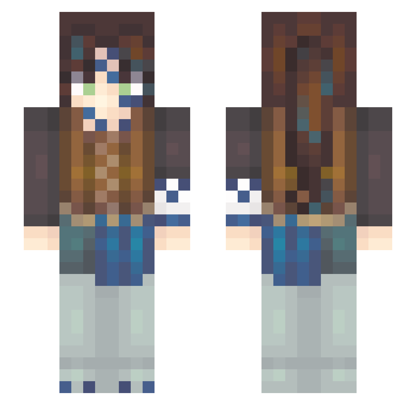 A0saginohi Minecraft skin, front and back view
