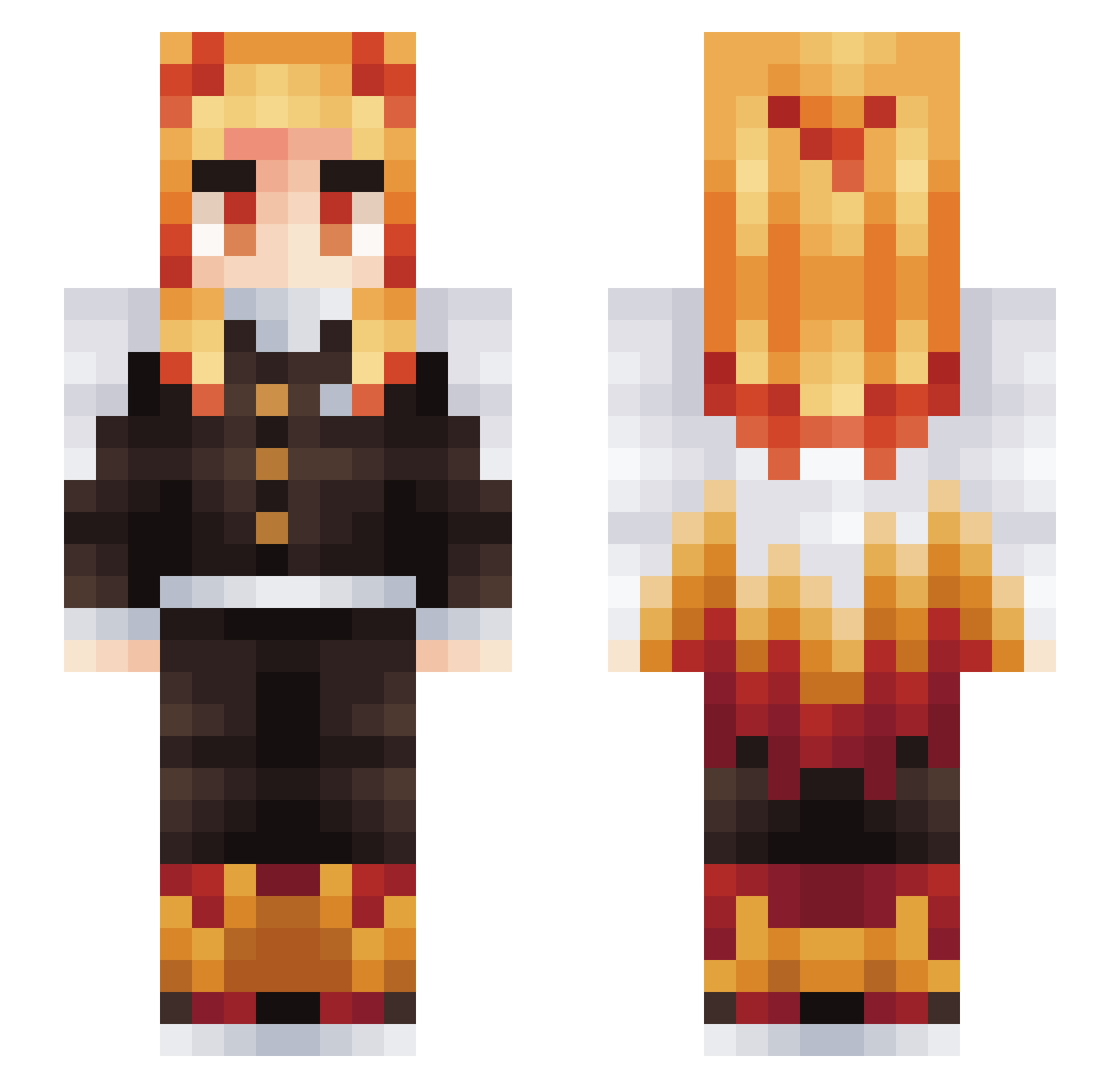 R3L4X0 Minecraft skin, front and back view