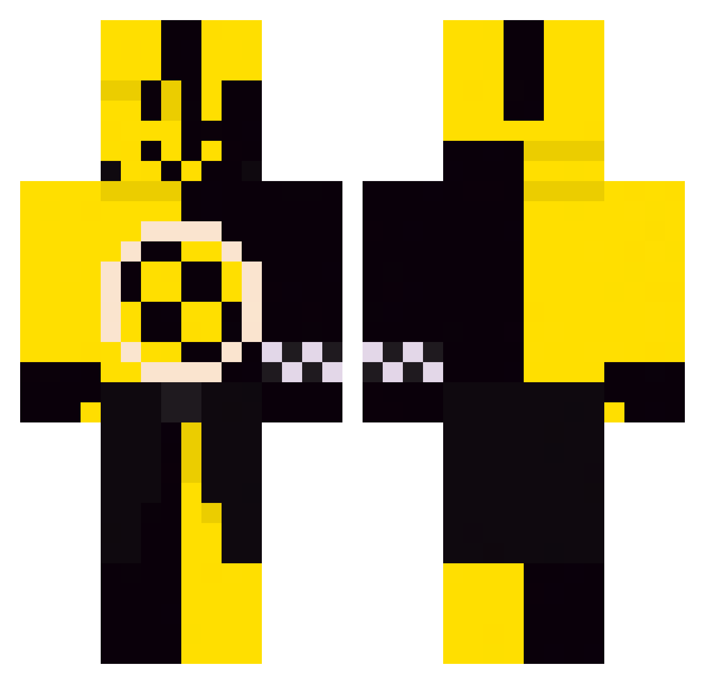 tetorminator Minecraft skin, front and back view