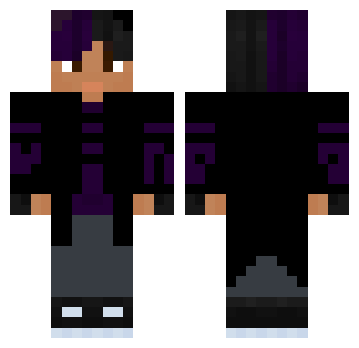 Xela51 Minecraft skin, front and back view