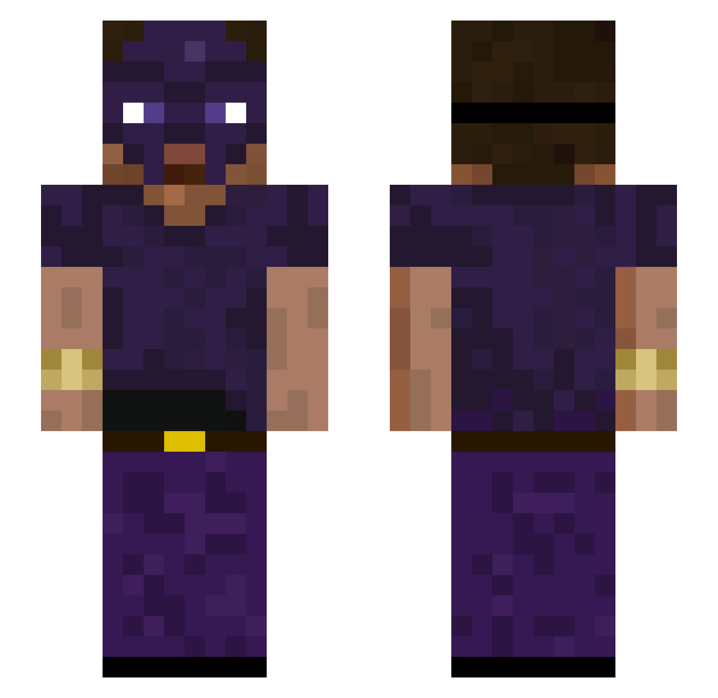 v3rf Minecraft skin, front and back view