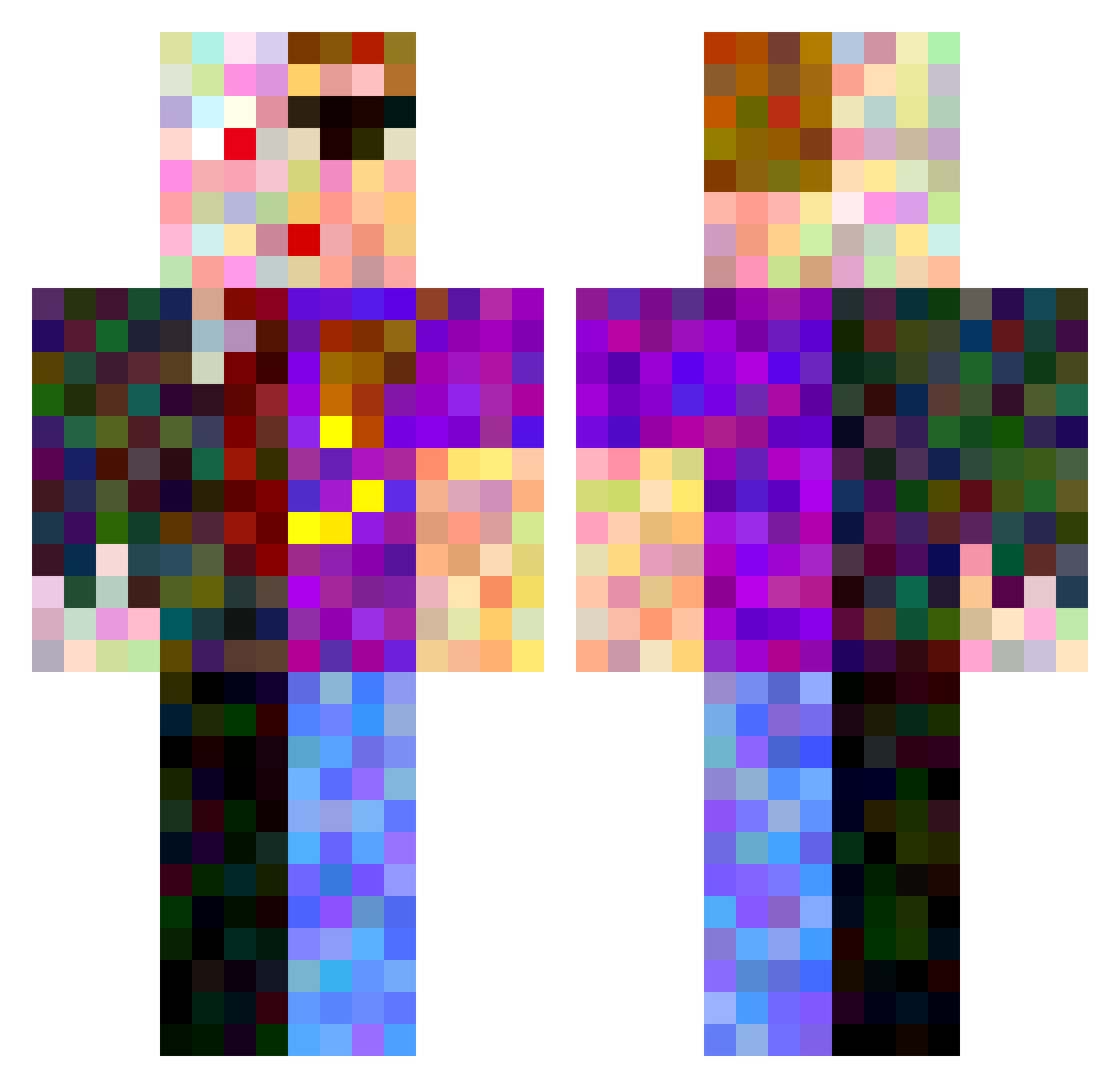 SEmiFunny Minecraft skin, front and back view