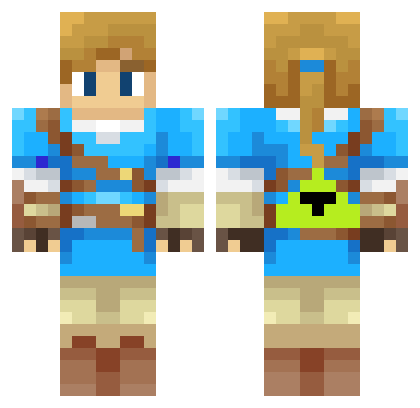 Bloopiz Minecraft skin, front and back view