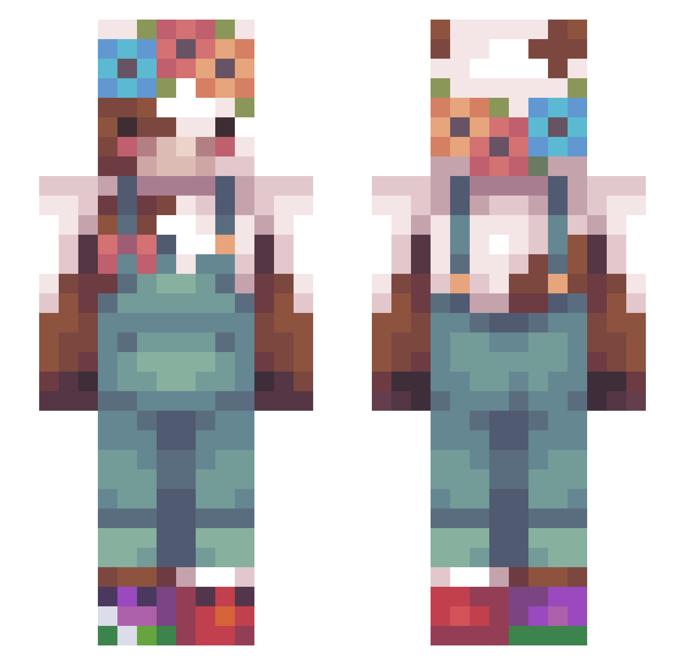 qiStar Minecraft skin, front and back view