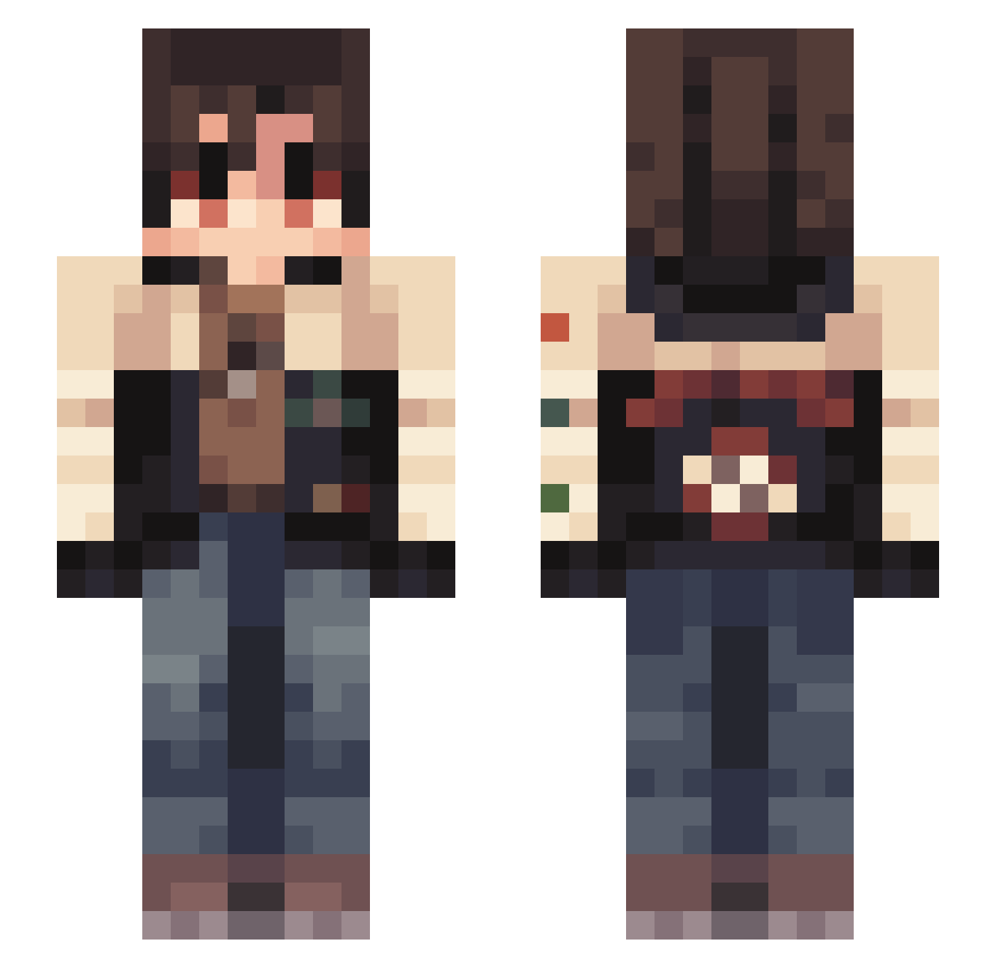 BarelyMilo Minecraft skin, front and back view