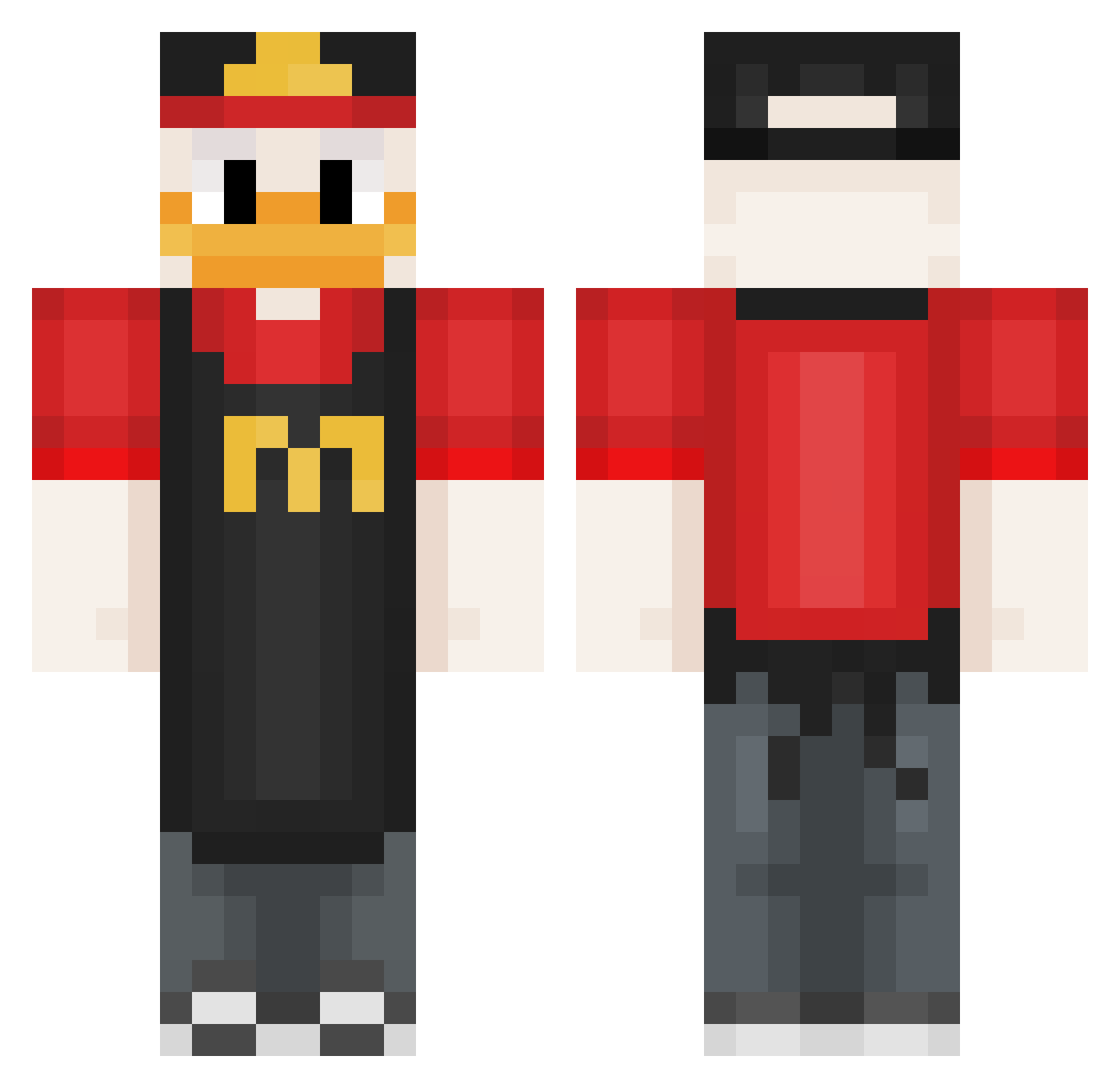 ChickenMacMine Minecraft skin, front and back view