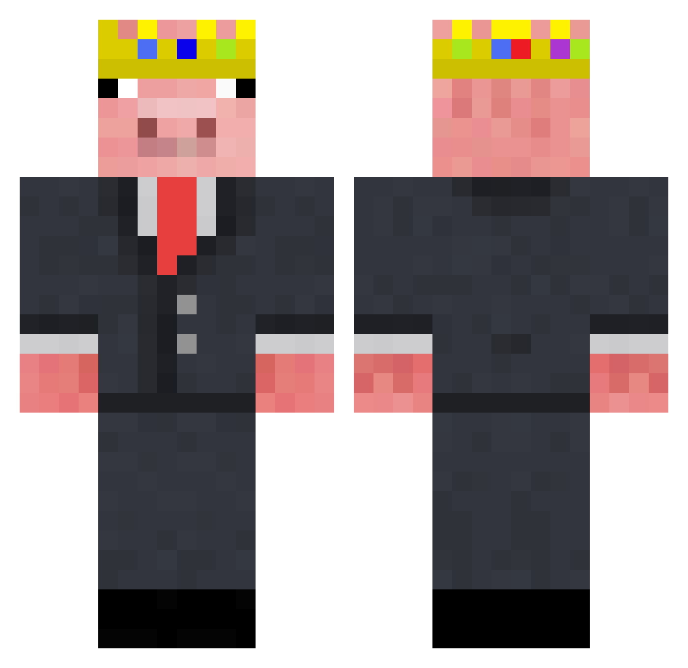 P3drXfc Minecraft skin, front and back view