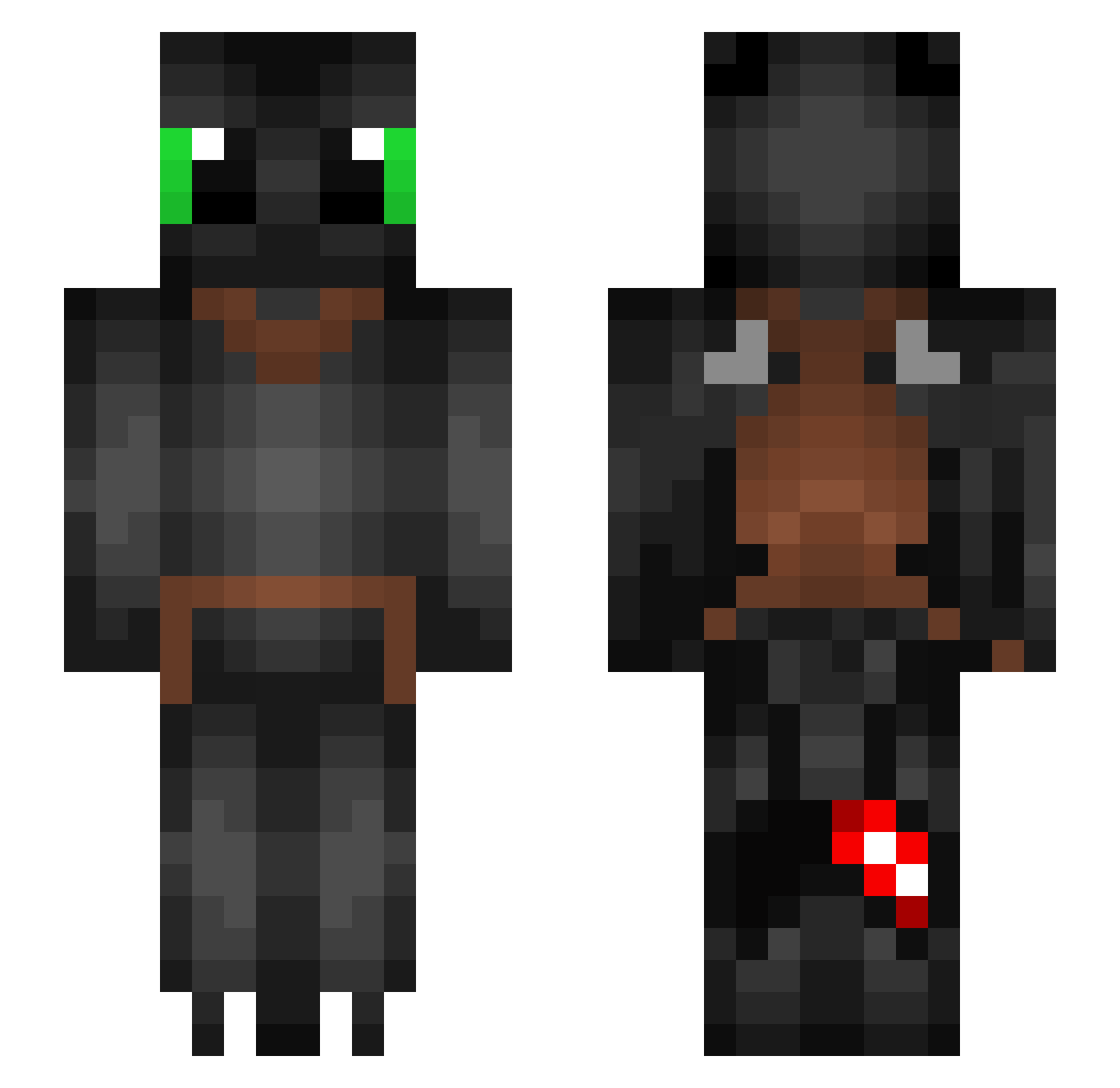 aleclover Minecraft skin, front and back view