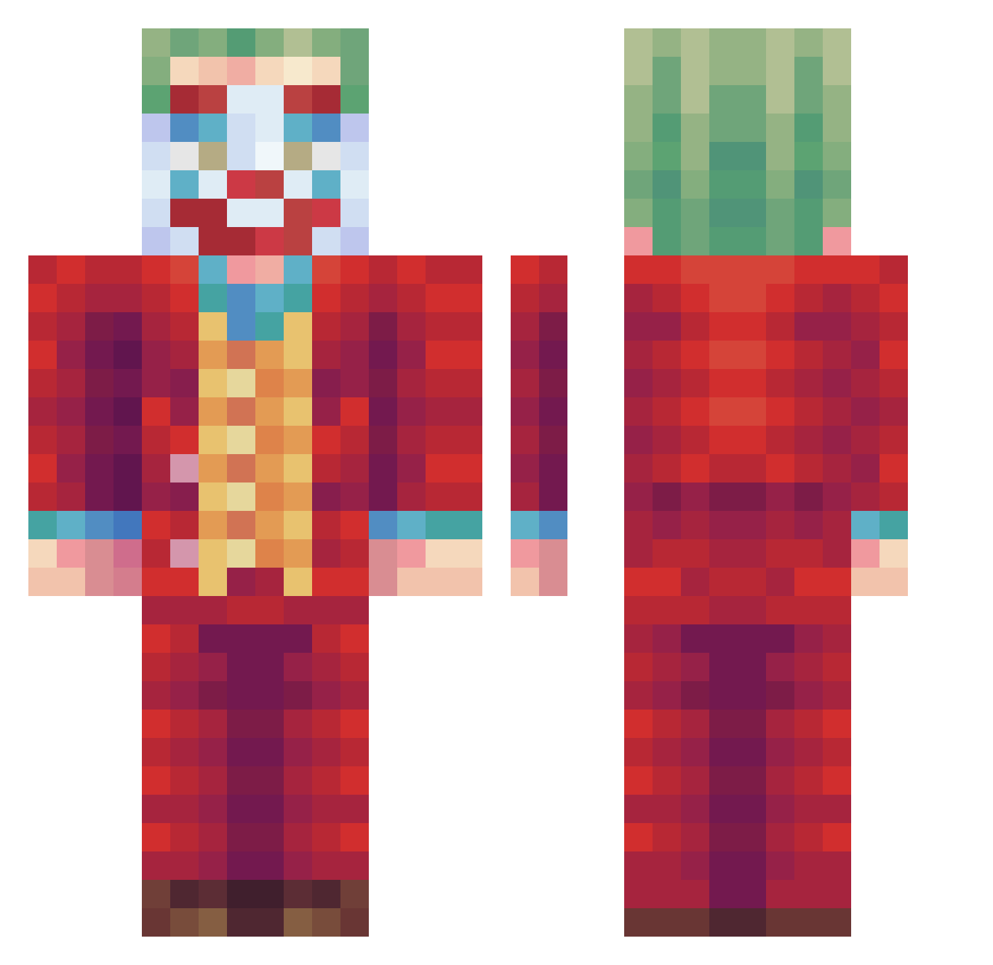 spongebewb Minecraft skin, front and back view