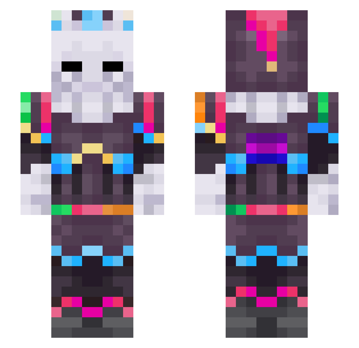 phantizer Minecraft skin, front and back view