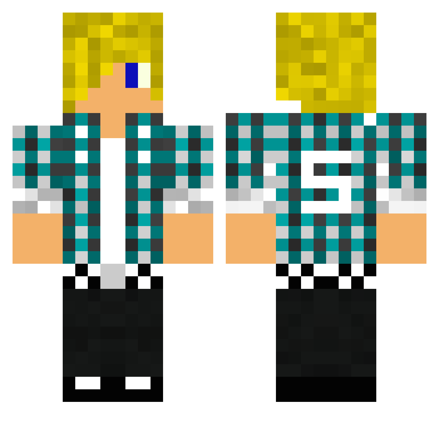 supersocial Minecraft skin, front and back view
