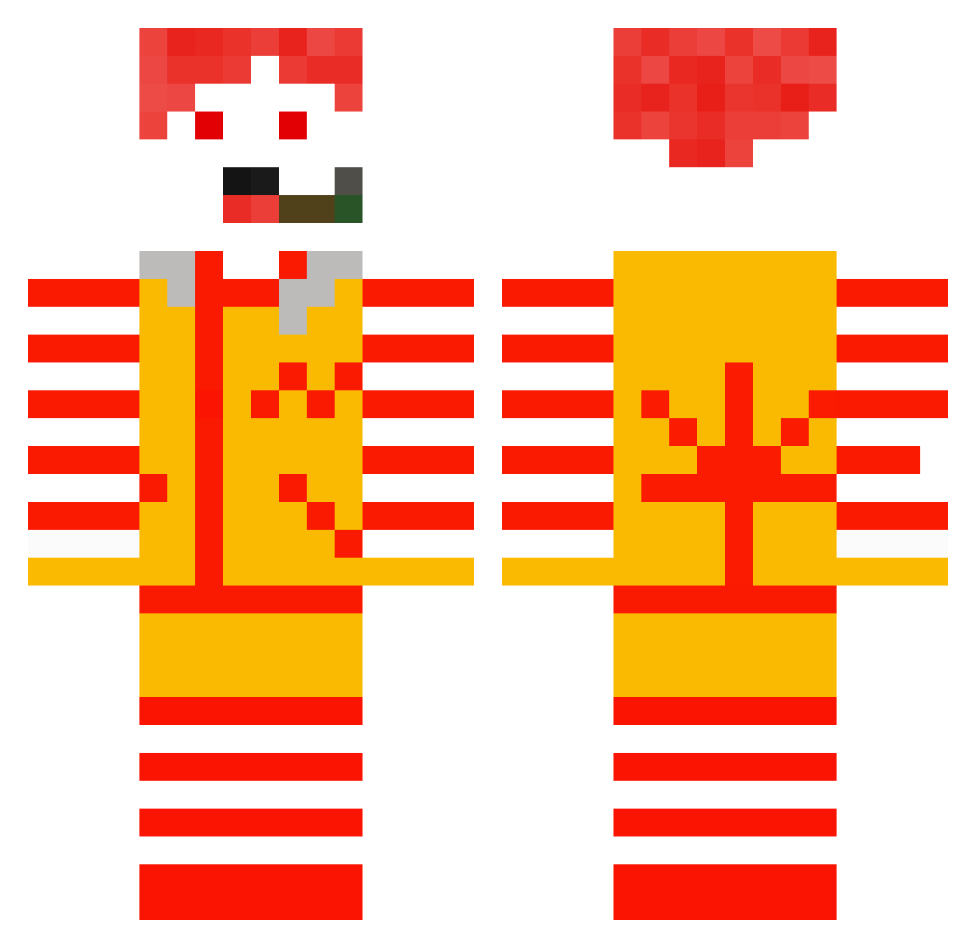Melossauro Minecraft skin, front and back view