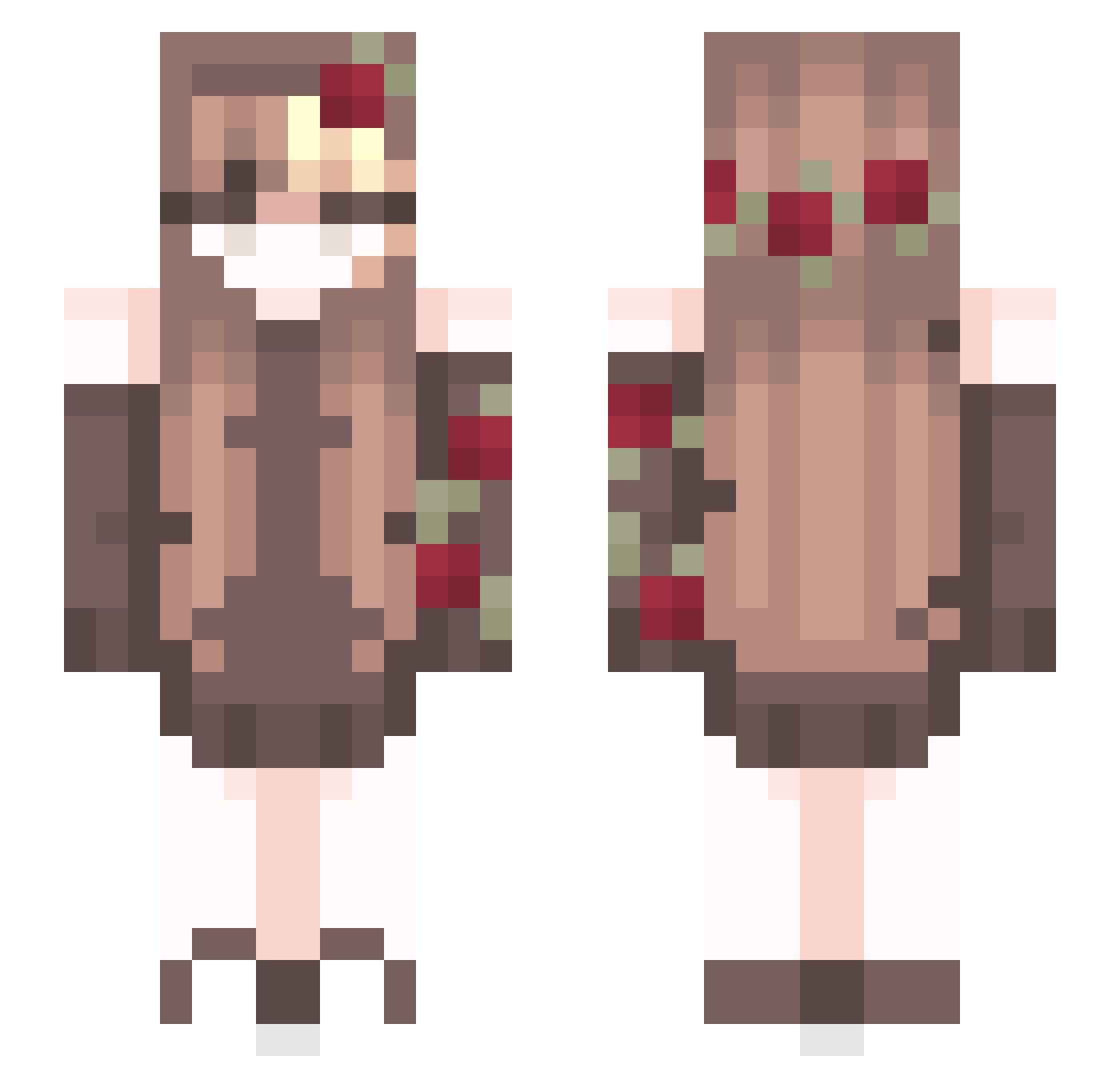 Nomphie Minecraft skin, front and back view