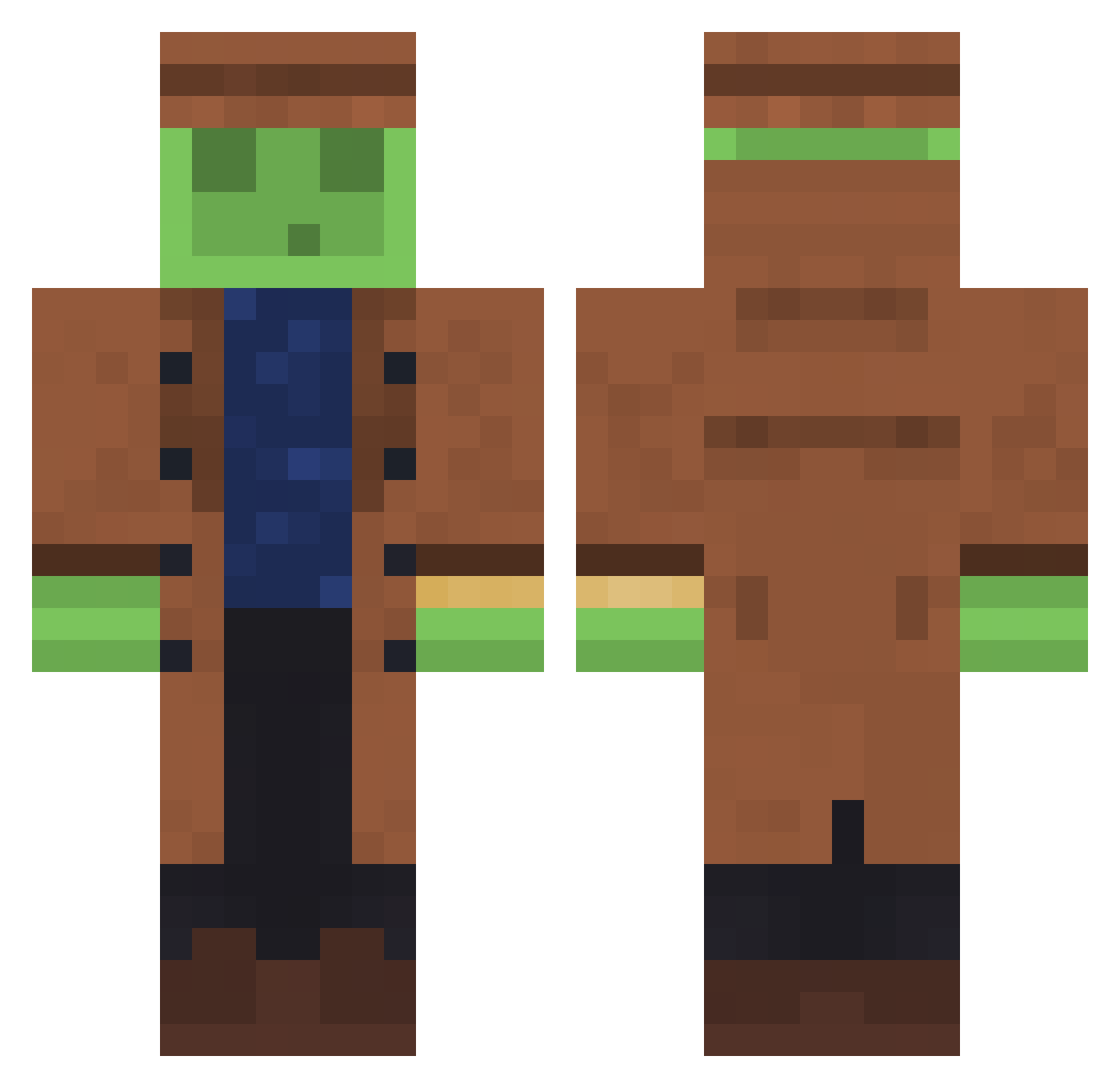 Fluxy34 Minecraft skin, front and back view