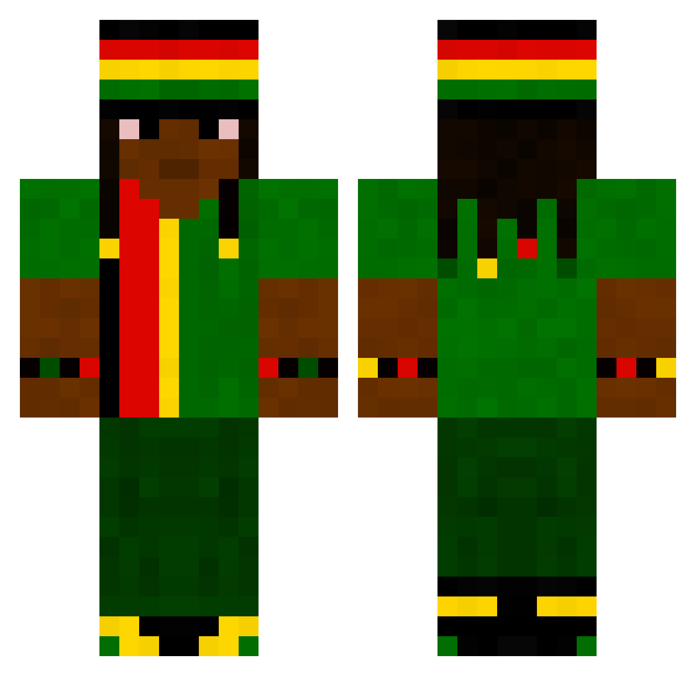 nuzp Minecraft skin, front and back view