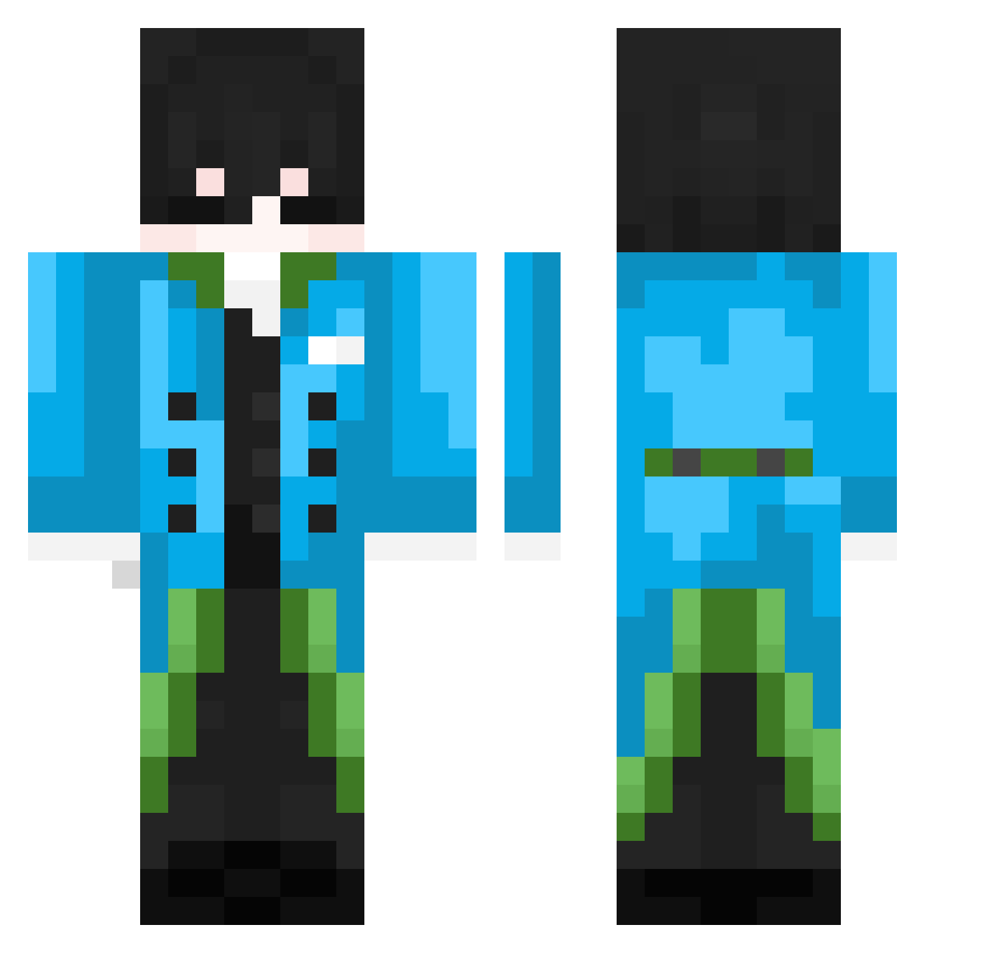 L3ozik Minecraft skin, front and back view