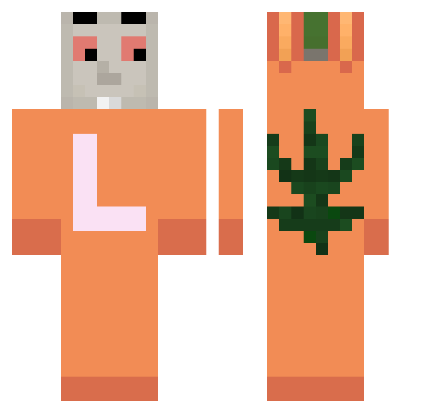 Holdup Minecraft skin, front and back view