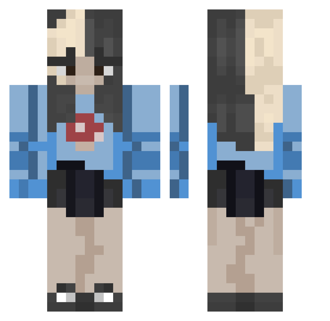 Zygonnnn Minecraft skin, front and back view