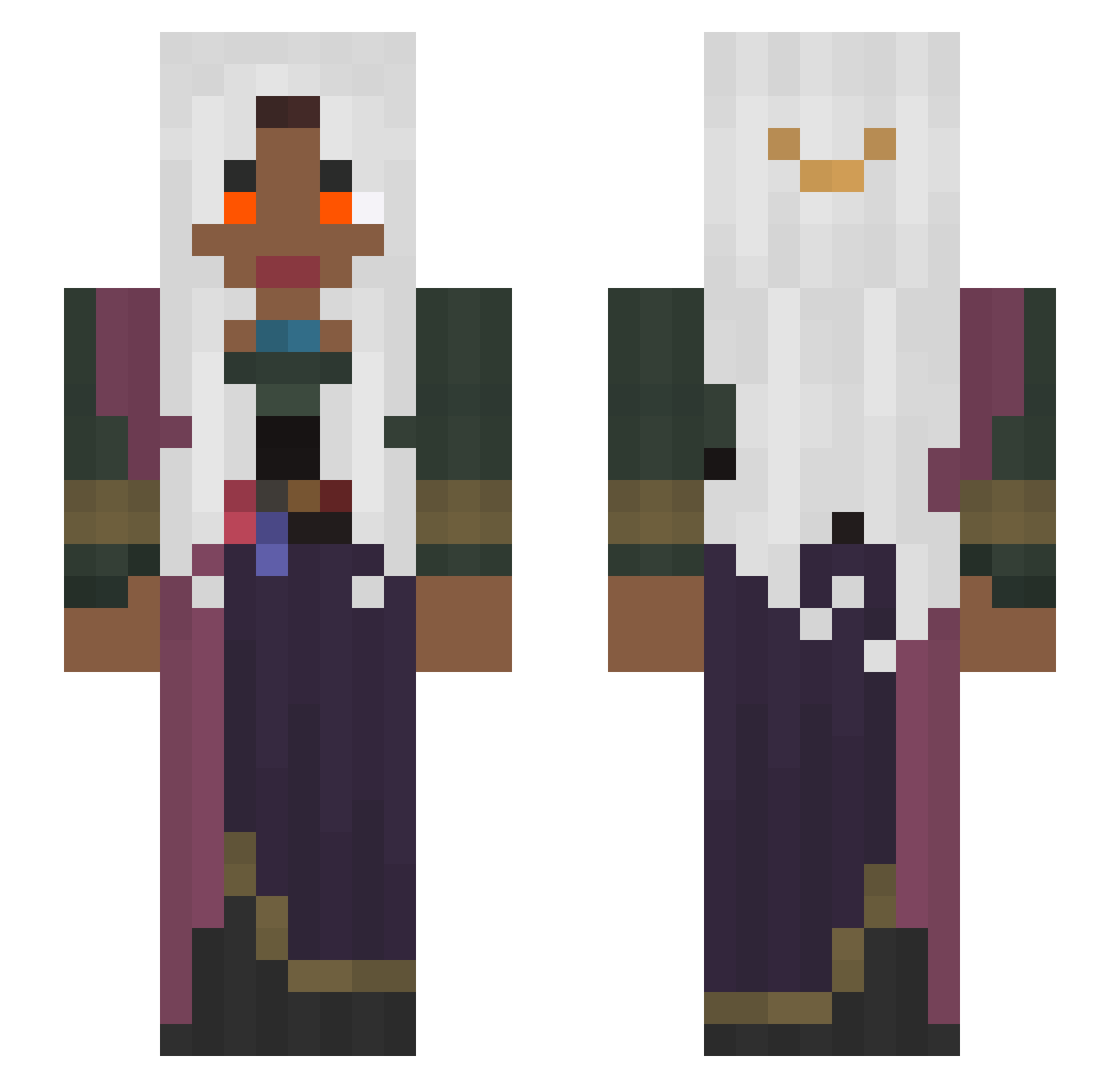 KinoRiru Minecraft skin, front and back view