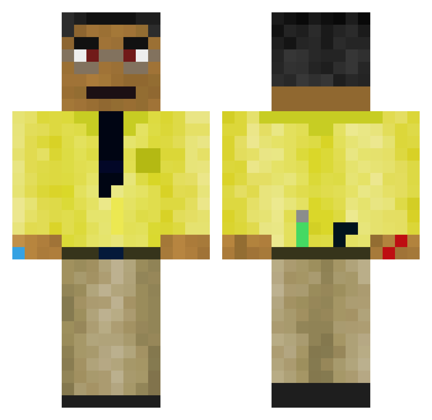 ZingyZap Minecraft skin, front and back view