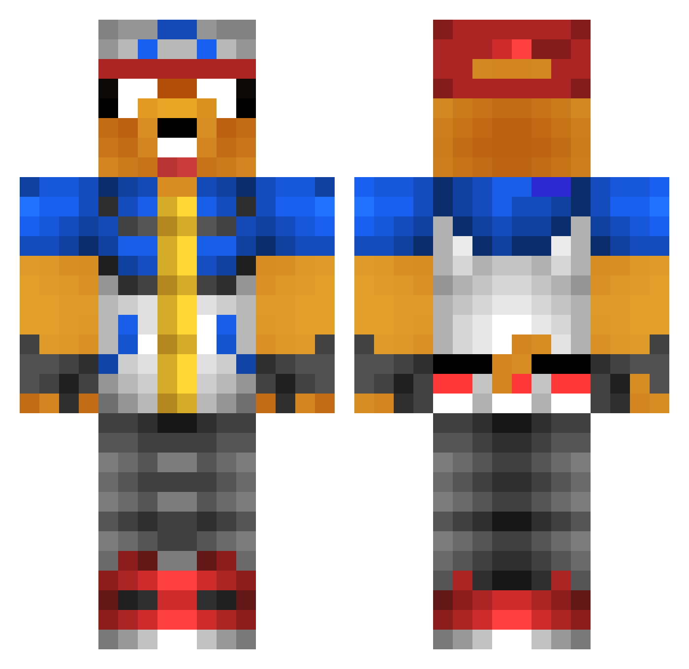 PoseidonJ5 Minecraft skin, front and back view