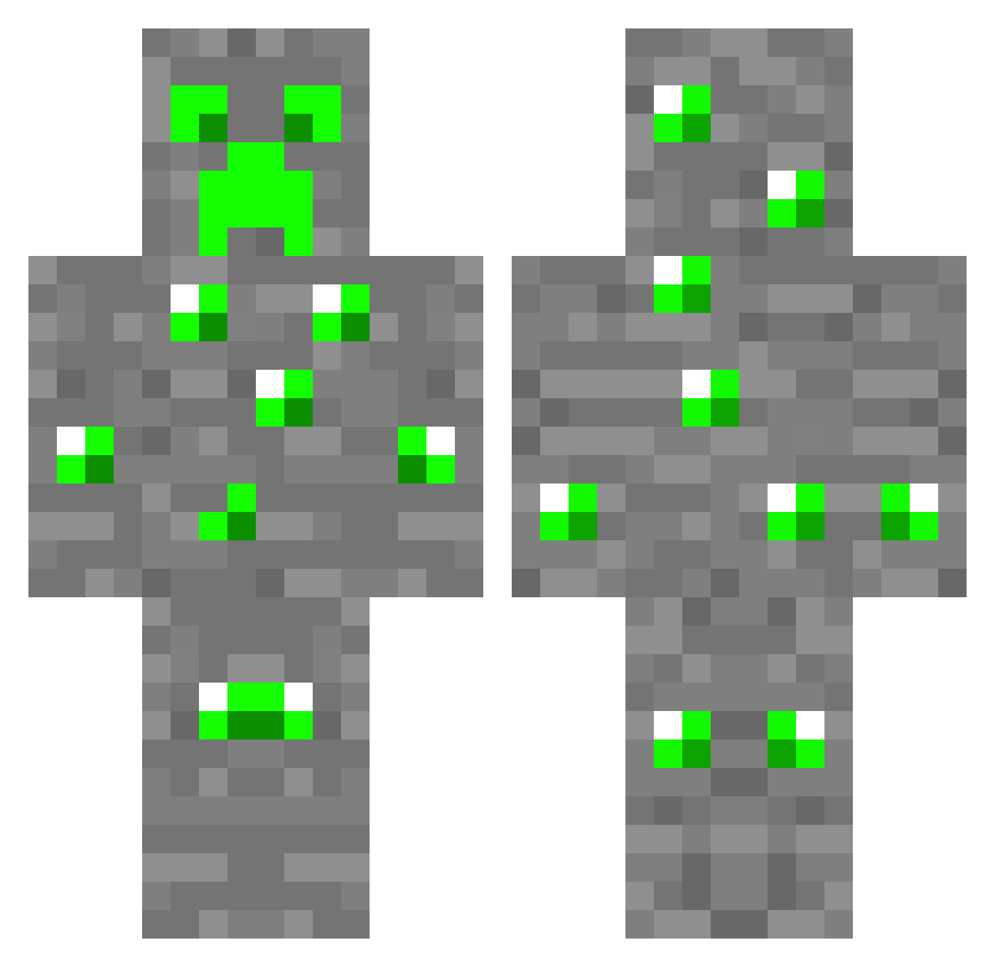 Wooded Minecraft skin, front and back view
