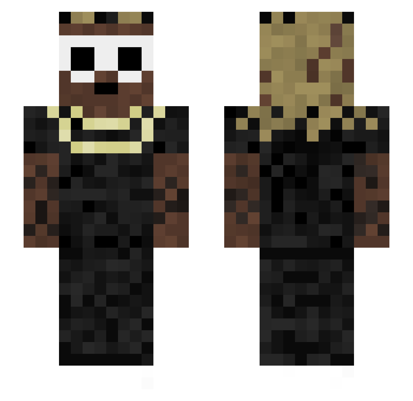 Akqy Minecraft skin, front and back view