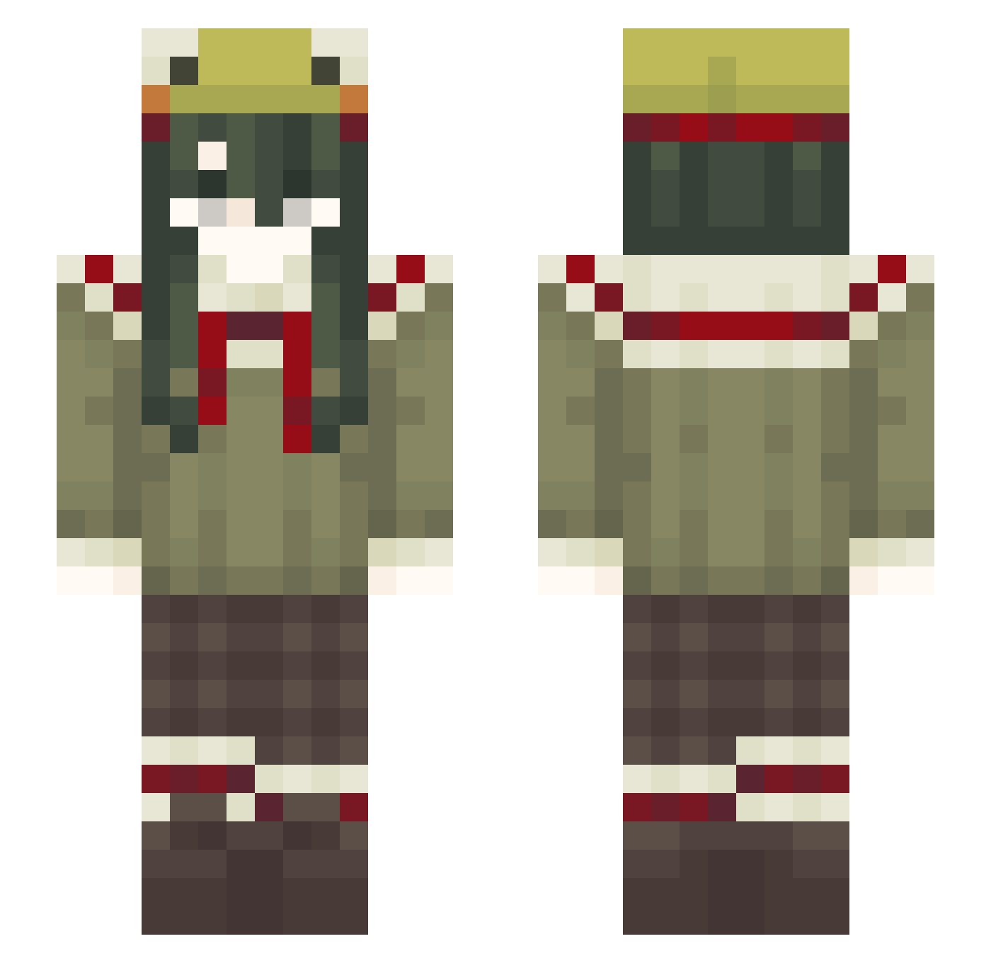 moldiness Minecraft skin, front and back view