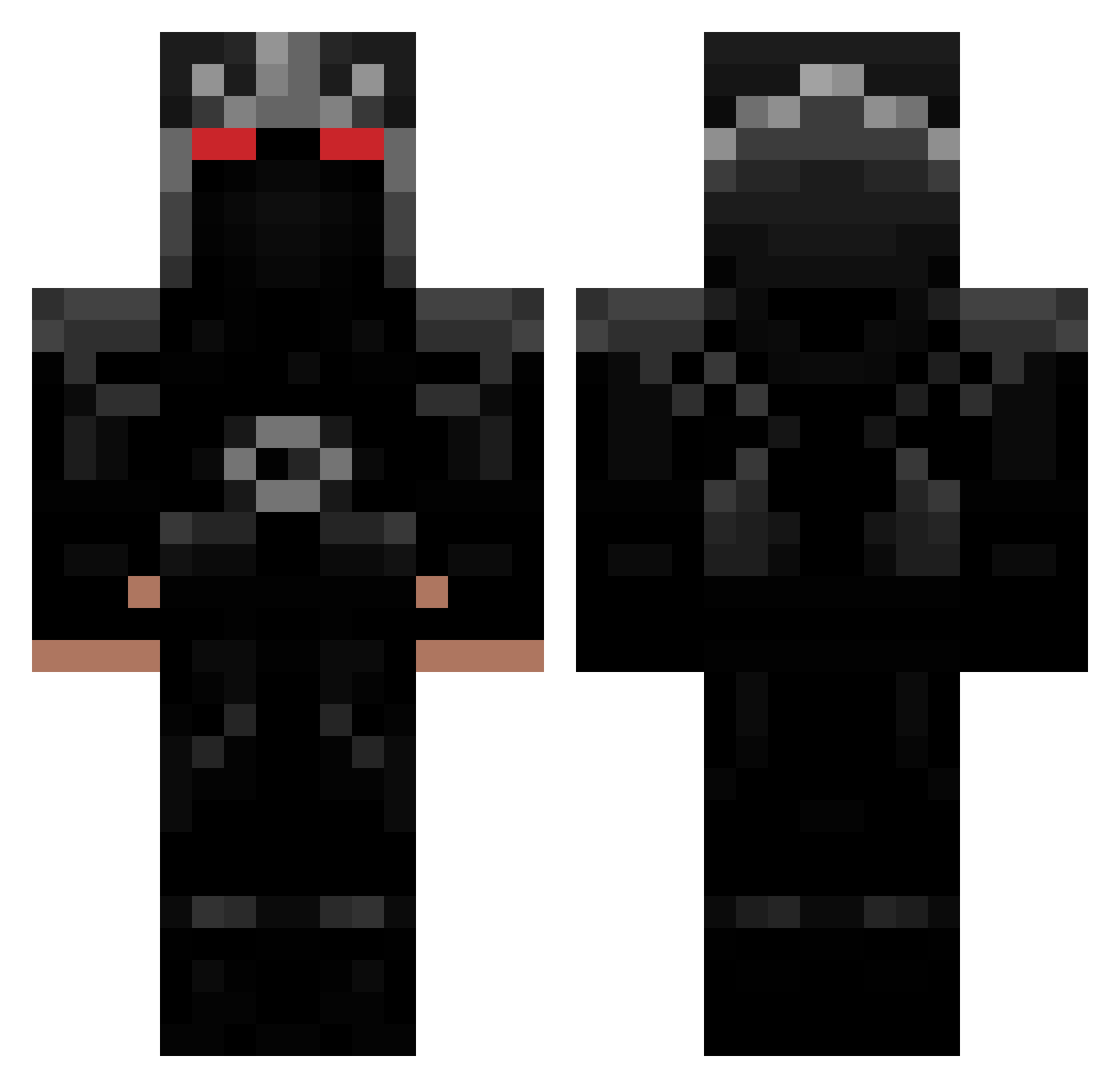 Nasoke Minecraft skin, front and back view