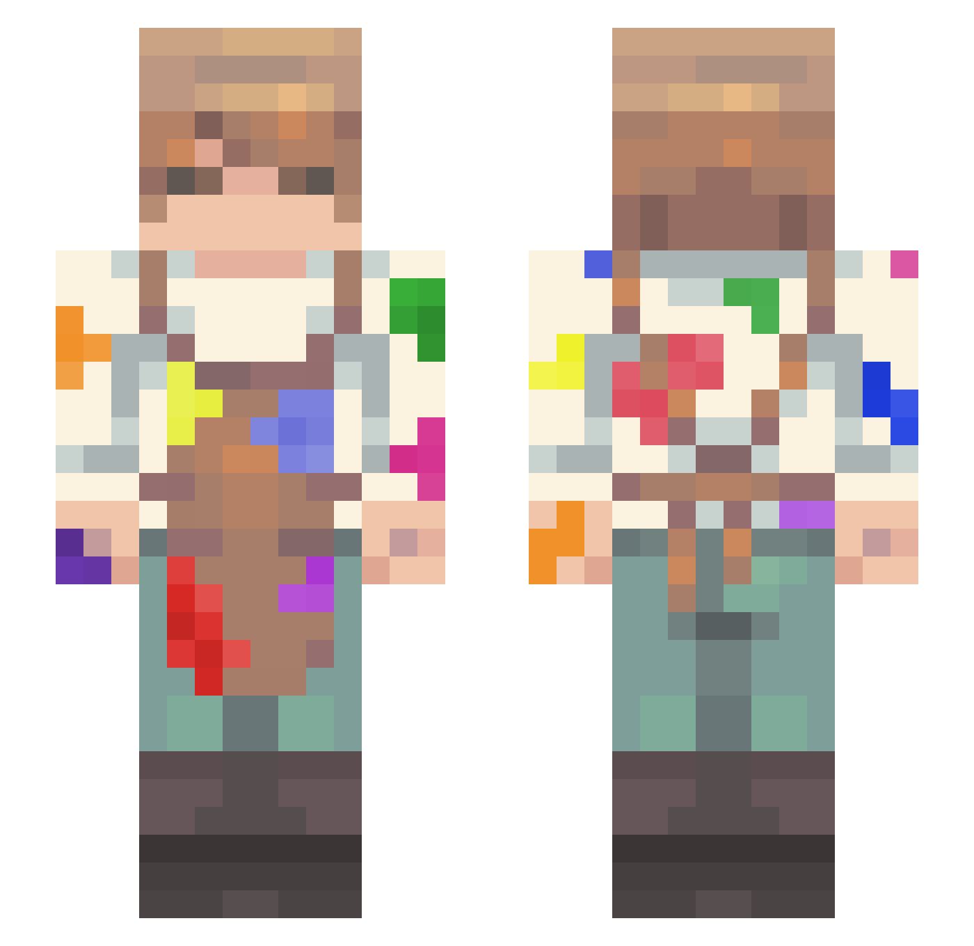 Colur Minecraft skin, front and back view