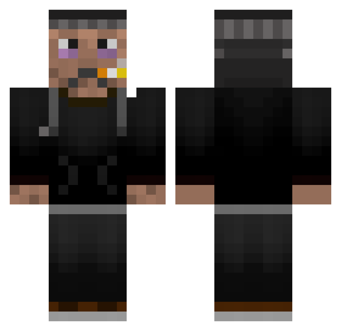 Horseradishes Minecraft skin, front and back view