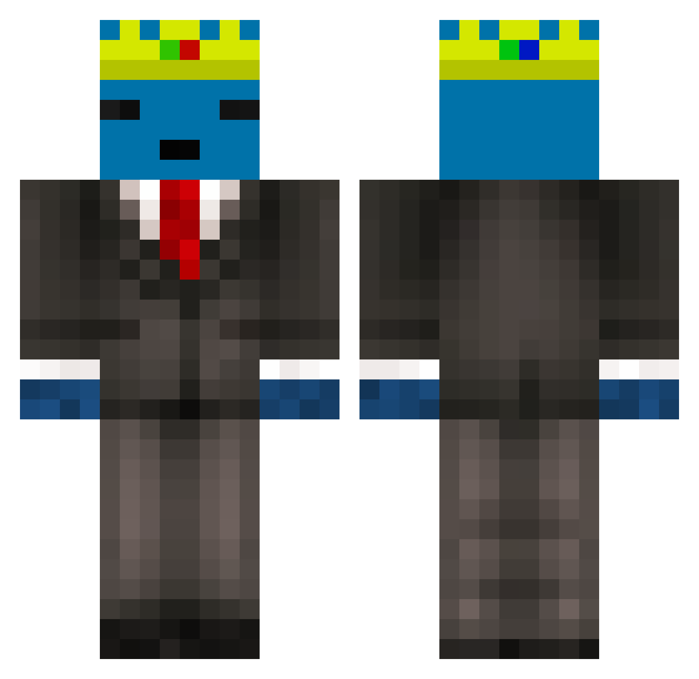PTRX2 Minecraft skin, front and back view