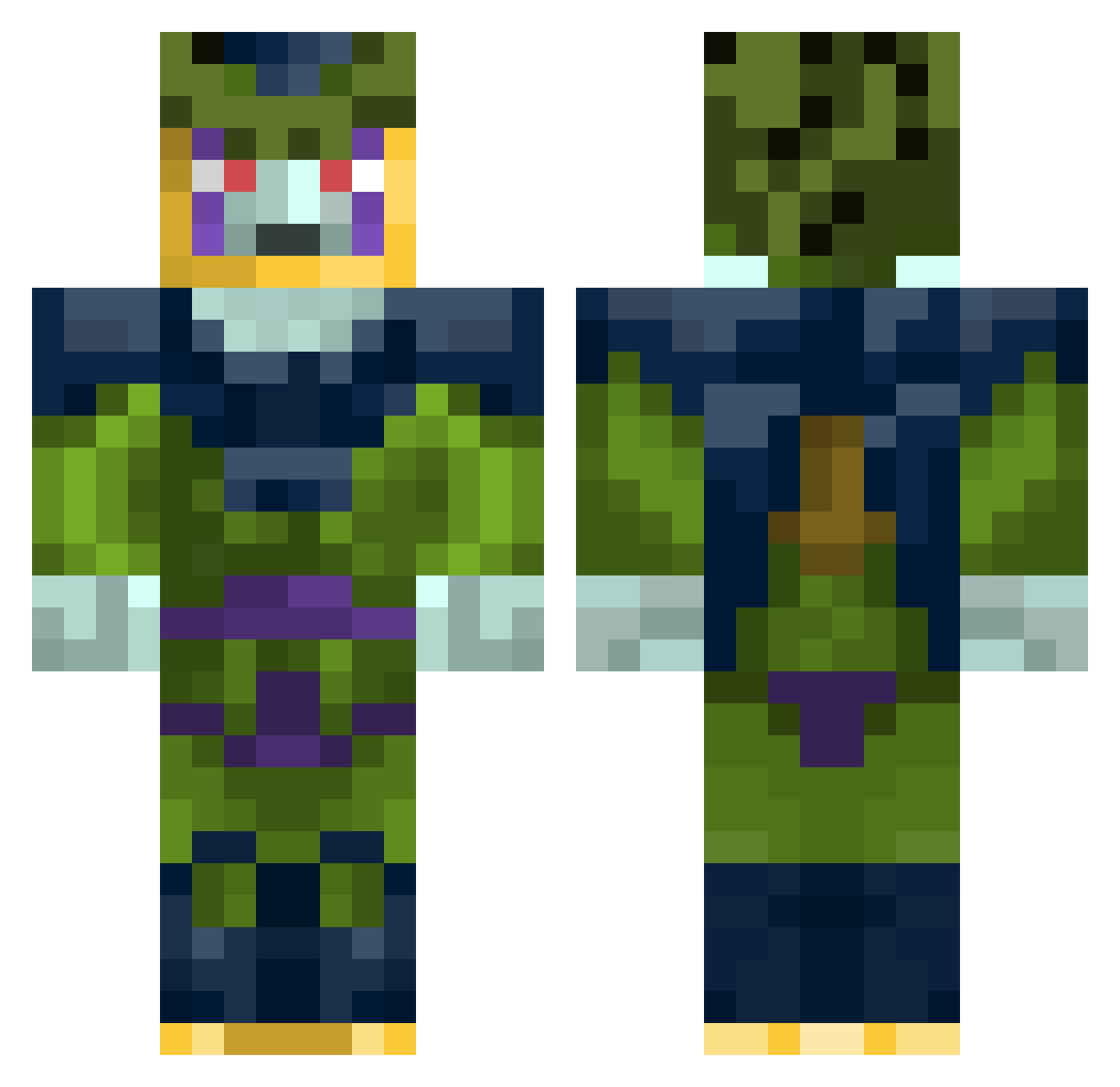 bugsnackz3d Minecraft skin, front and back view