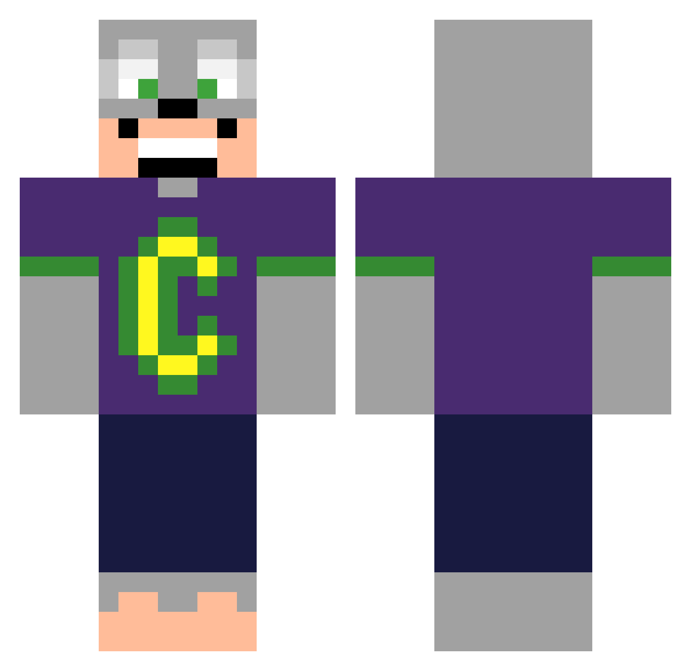 DieppinDots Minecraft skin, front and back view