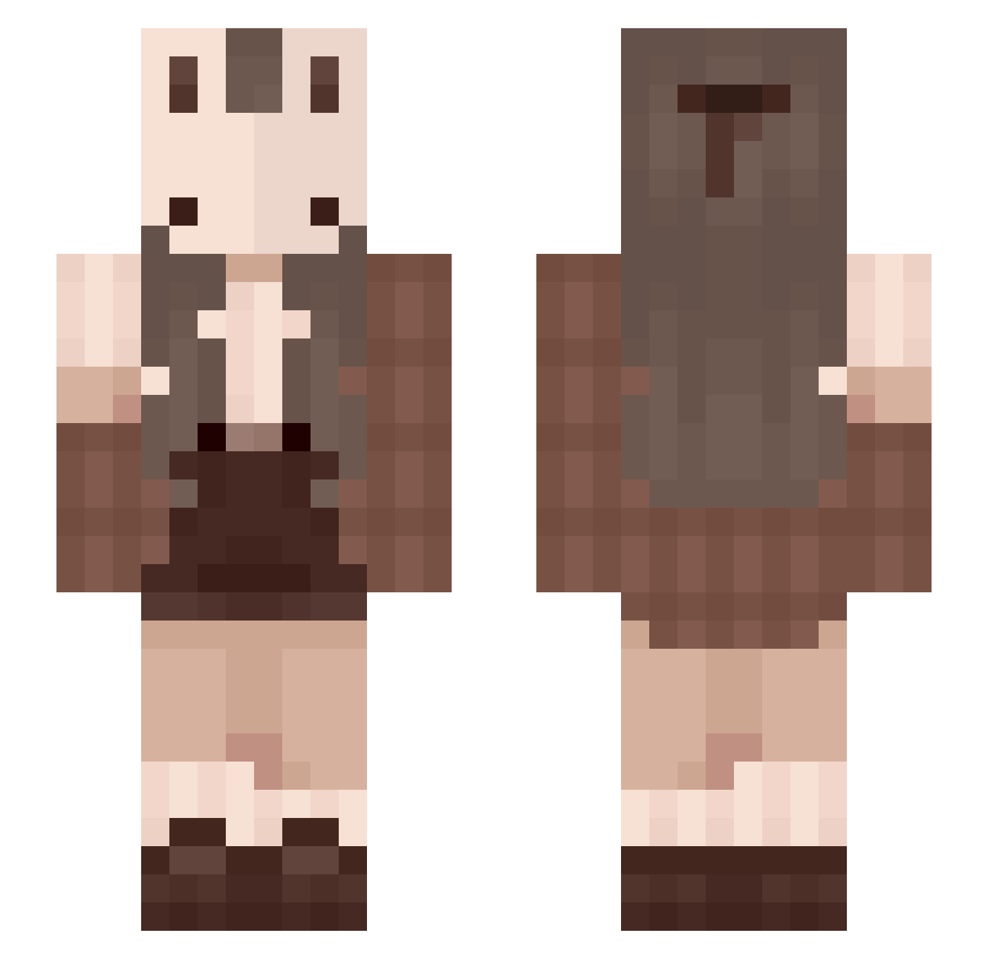 Chikunia Minecraft skin, front and back view