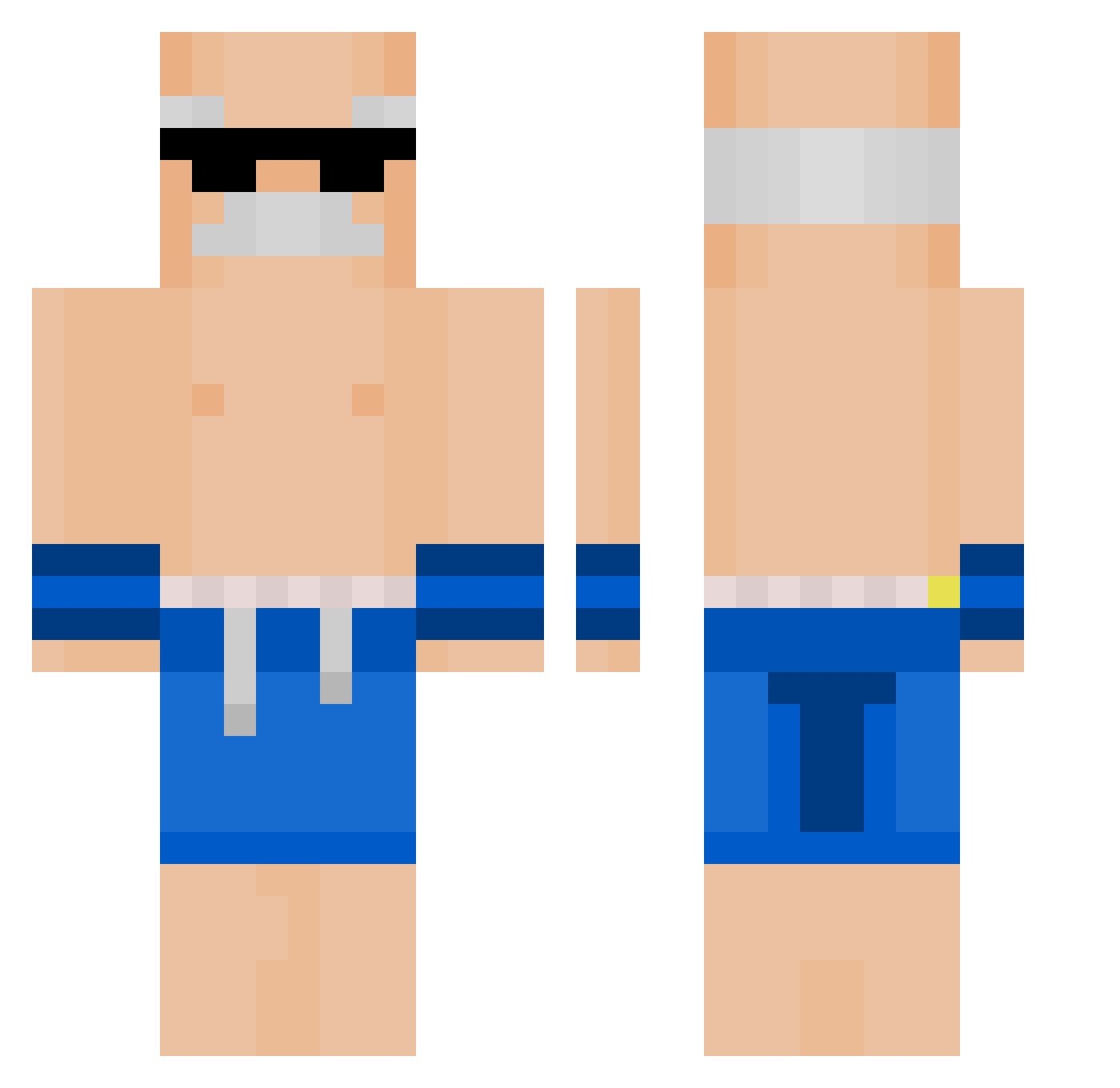 FlowVI Minecraft skin, front and back view