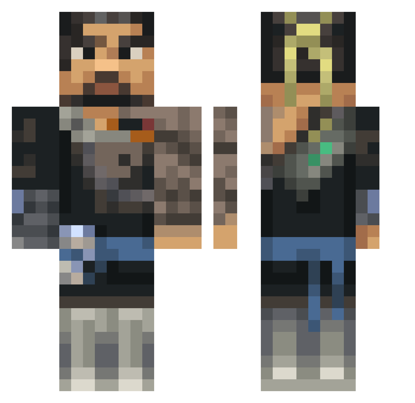 Midzell Minecraft skin, front and back view