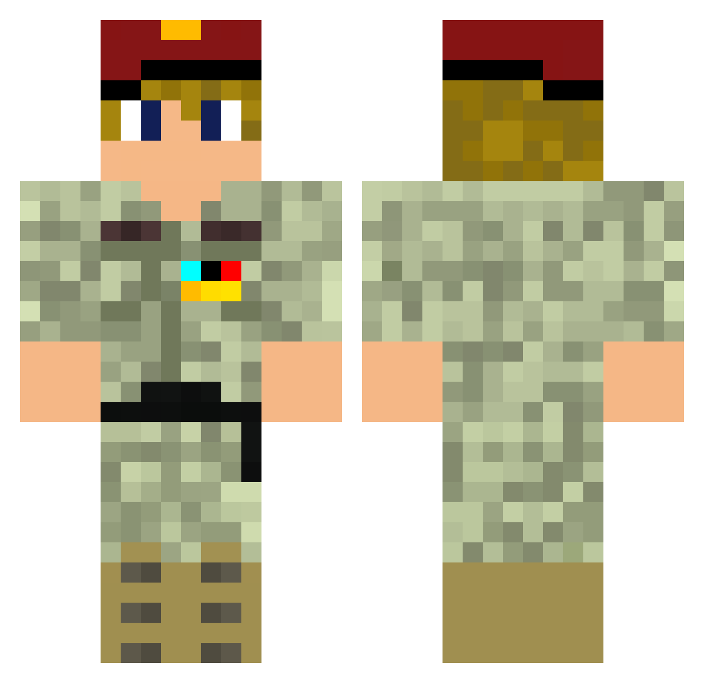 YourickMC Minecraft skin, front and back view
